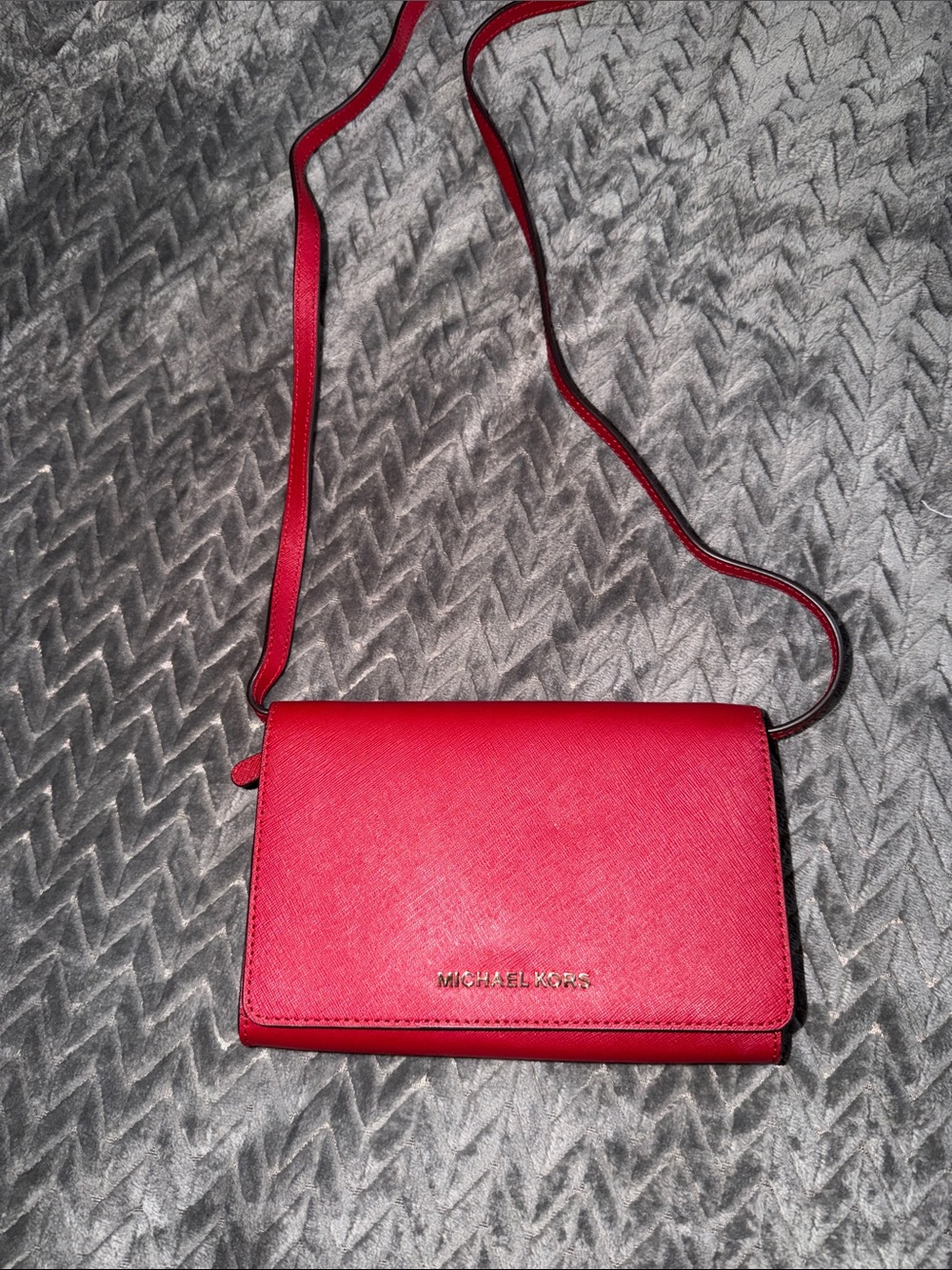 Michael Kors Red Saffiano Crossbody Wallet